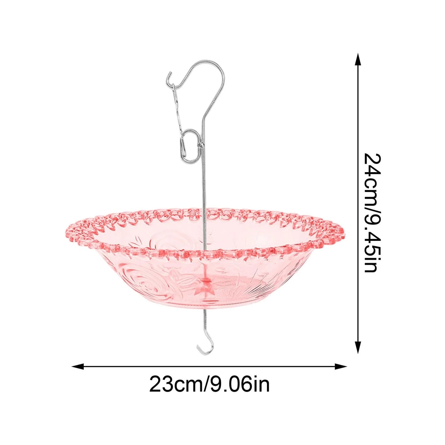 Hanging Bird Bathtub Feeder Transparent  Drinking Bowl with Hook and Chain