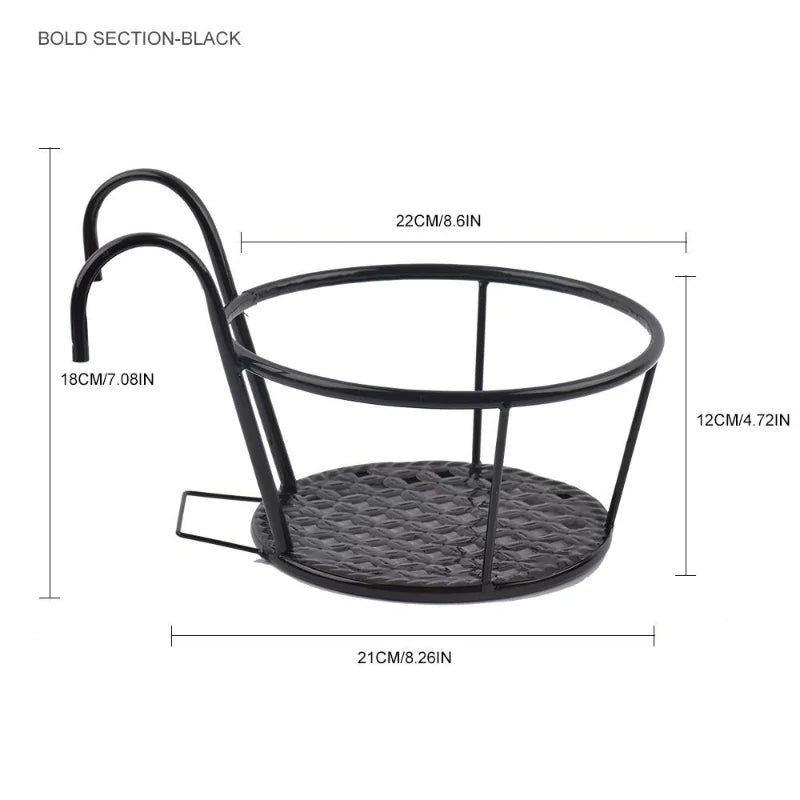 1PC  Balcony Hanging Round Racks Railing Fence Outdoor Window Bonsai Stand Decoration