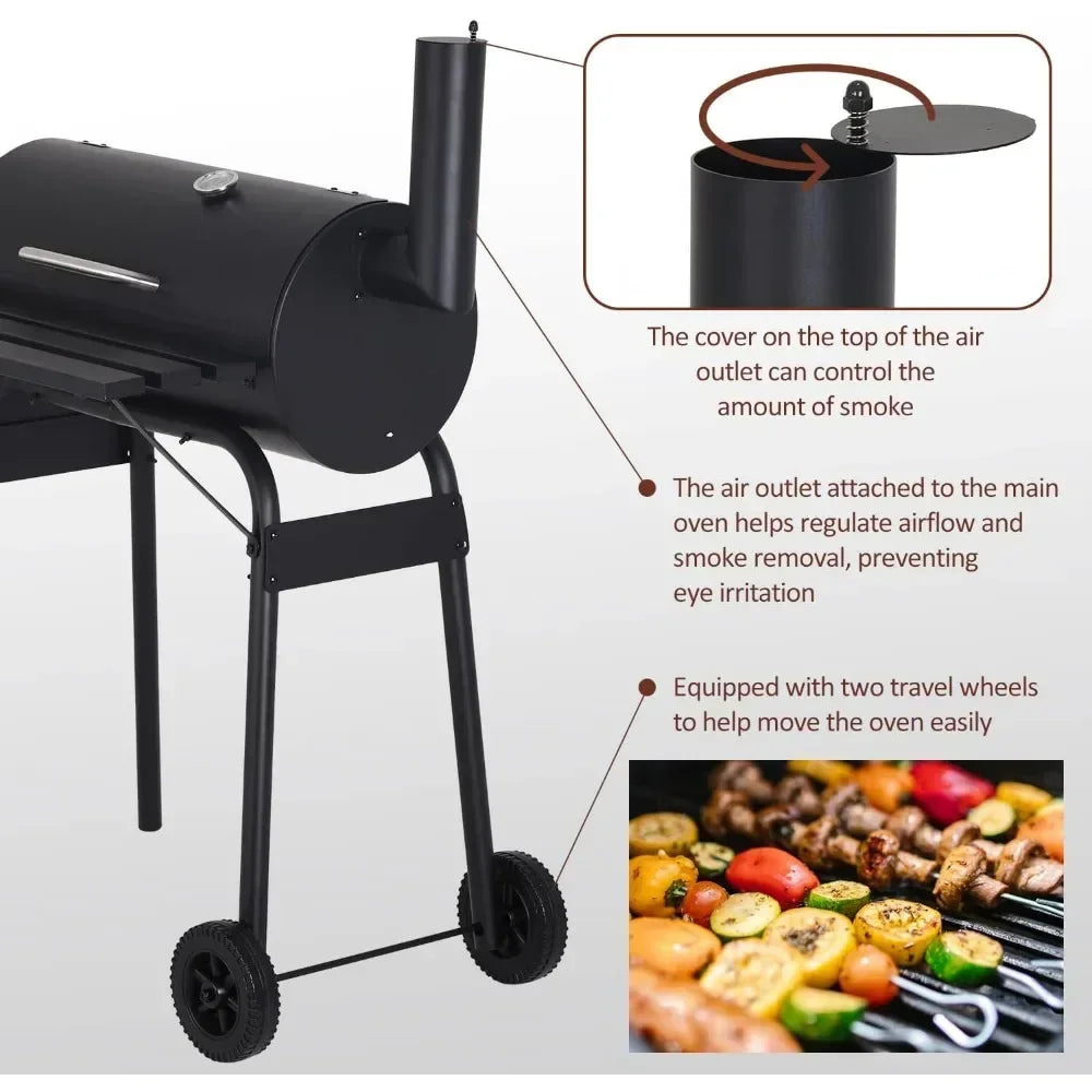 BBQ Grill Offset Smoker with Wheels