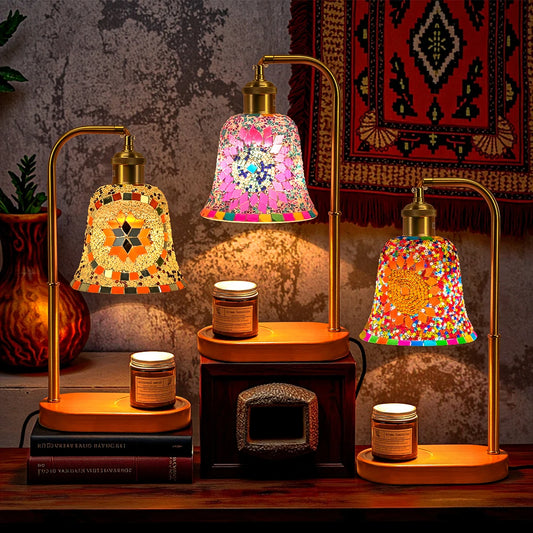 Bohemian style , 3 colors, hand-colored glass table lamp, retro, night light, decoration for living room and bedroom