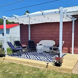 White Heavy-Duty  Patio Metal with Double Sun Shade Canopy for Gardens