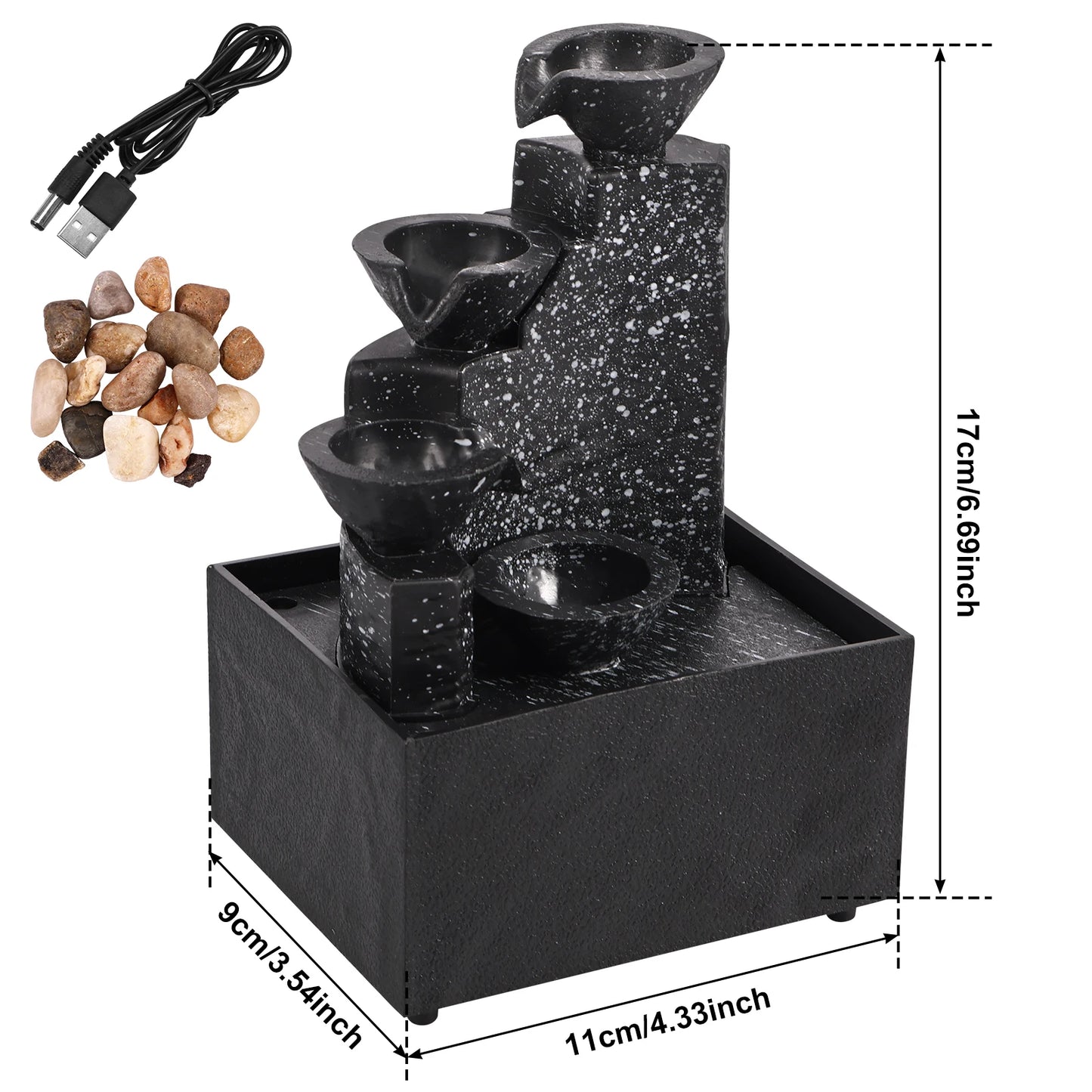 Tabletop Waterfall Relaxation Meditation Desktop Fountain with Soft Lights Flowing Water Ornaments