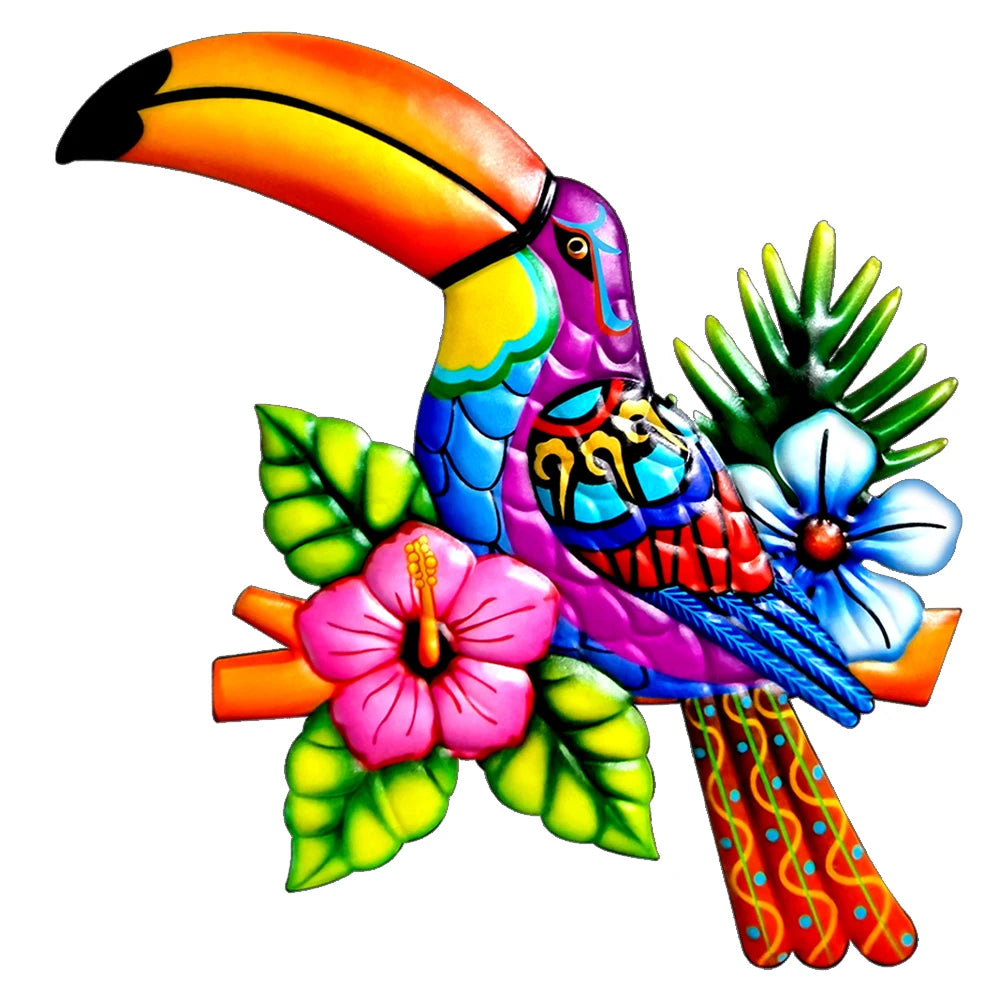 Iron Toucan Birds Wall Art Garden Iron Pendant Toucan Ornament for Fence