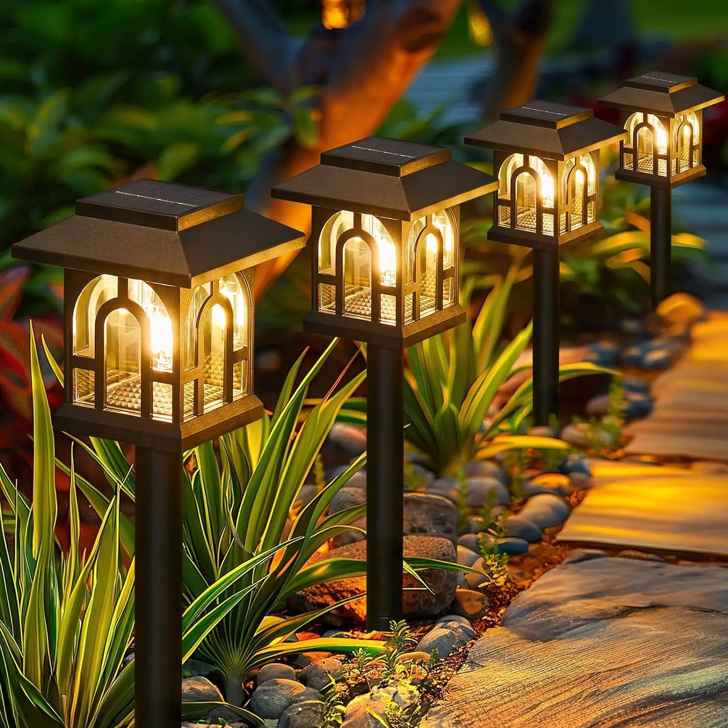 6/10 Pack Solar Pathway Lights Outdoor, Path Yard Lights, Auto On/Off , for Outside Yard Lawn Patio Walkway