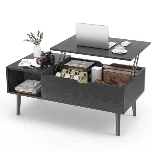 JHK Lift Top Coffee Tables For Living Room 39.37"x19.7" Desk Tea Wood Adjustable Storage Shelf Easy Lift