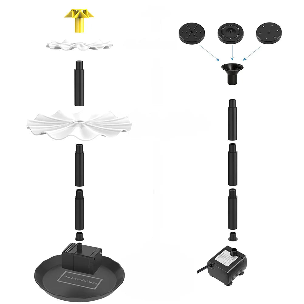 Fountain Pump DIY Solar Bird Bath Fountain Outdoor Bird Feeder Multifunction for Courtyard Patio Balcony