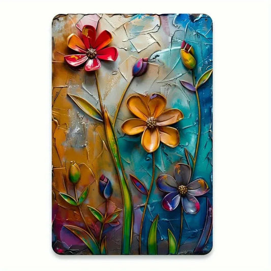 Vintage Floral Metal Sign 8x12 Inch Rust Proof Wrought Iron Wall Art  Garage Decoration