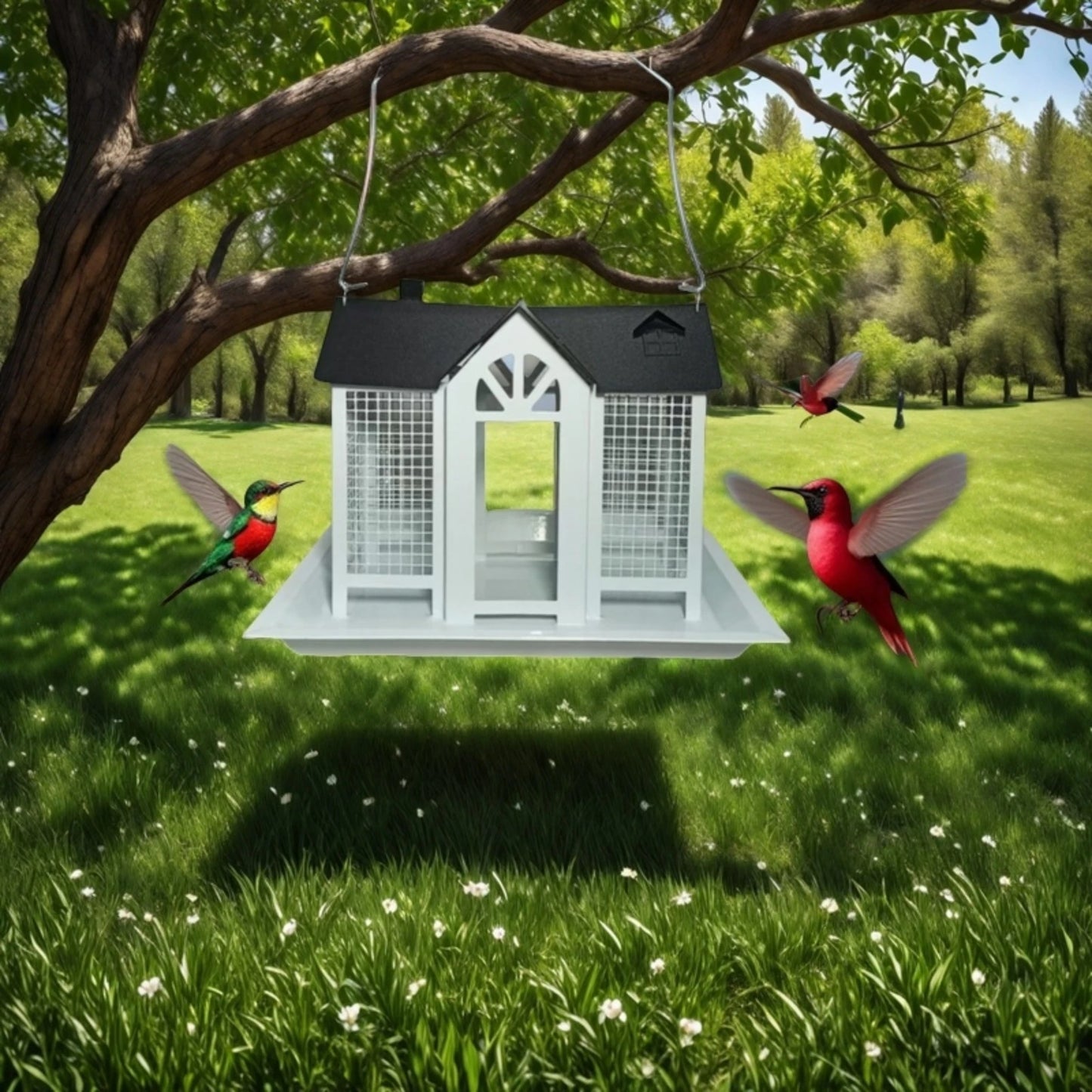 Suitable for Titles, Red Birds, Titles, Hummingbirds, Squirrel Protection and Weather-Resistant Metal Outdoor Garden Courtyard Decoration Bird Feeding Station, Gift for Use.