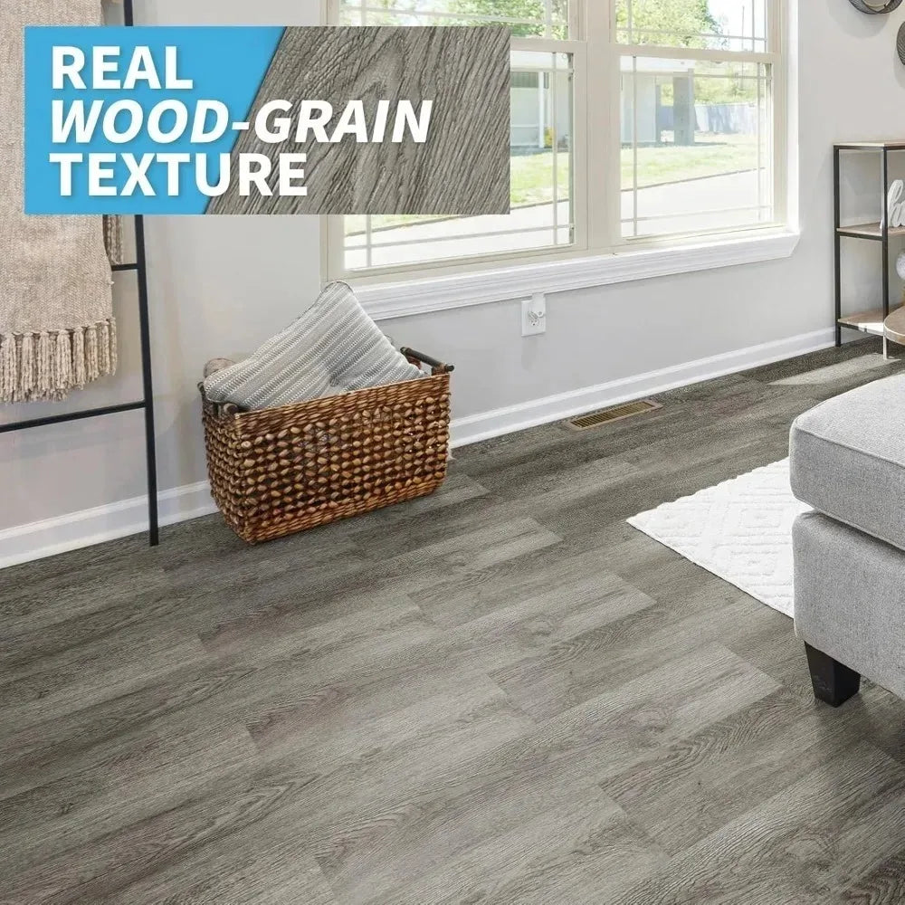 54 Sq.Ft  Vinyl Wood Plank, Rigid Surface Hard Core Easy DIY Self-Adhesive Flooring