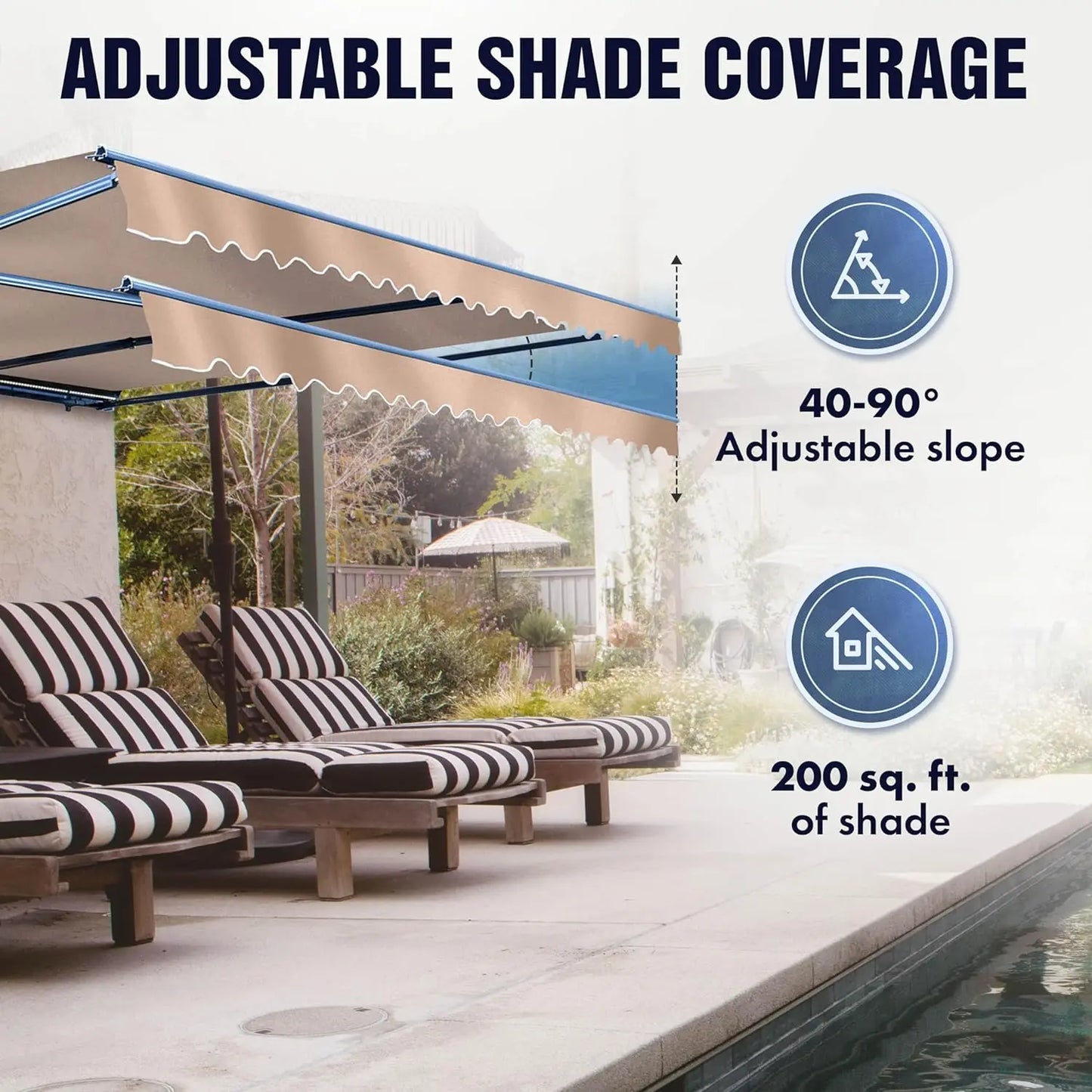 Retractable Patio Awning with Motorized Crank