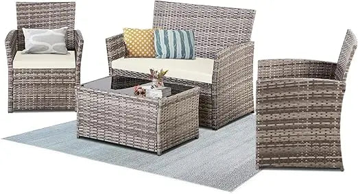 Patio Furniture Set,Outdoor Sectional Sofa Set PE  Wicker Patio Conversation Set