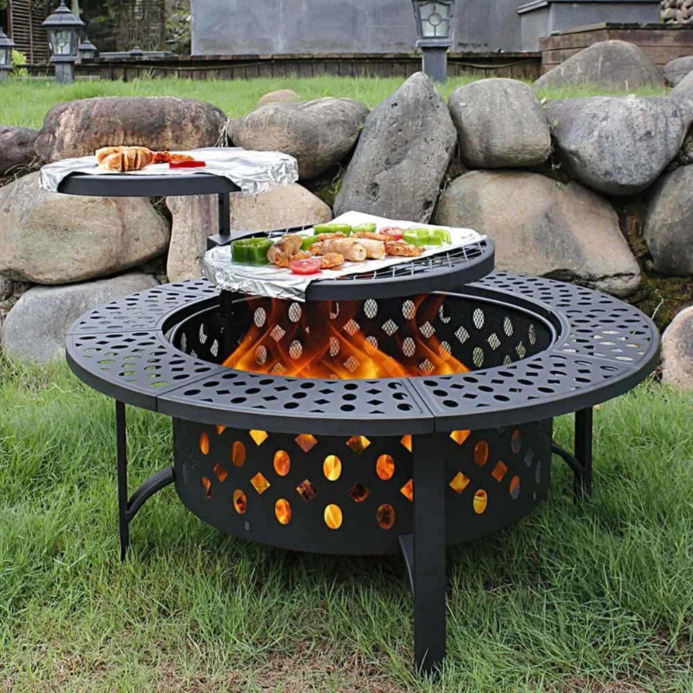 36 Inch Three in One Fire Pit with 2 Grills