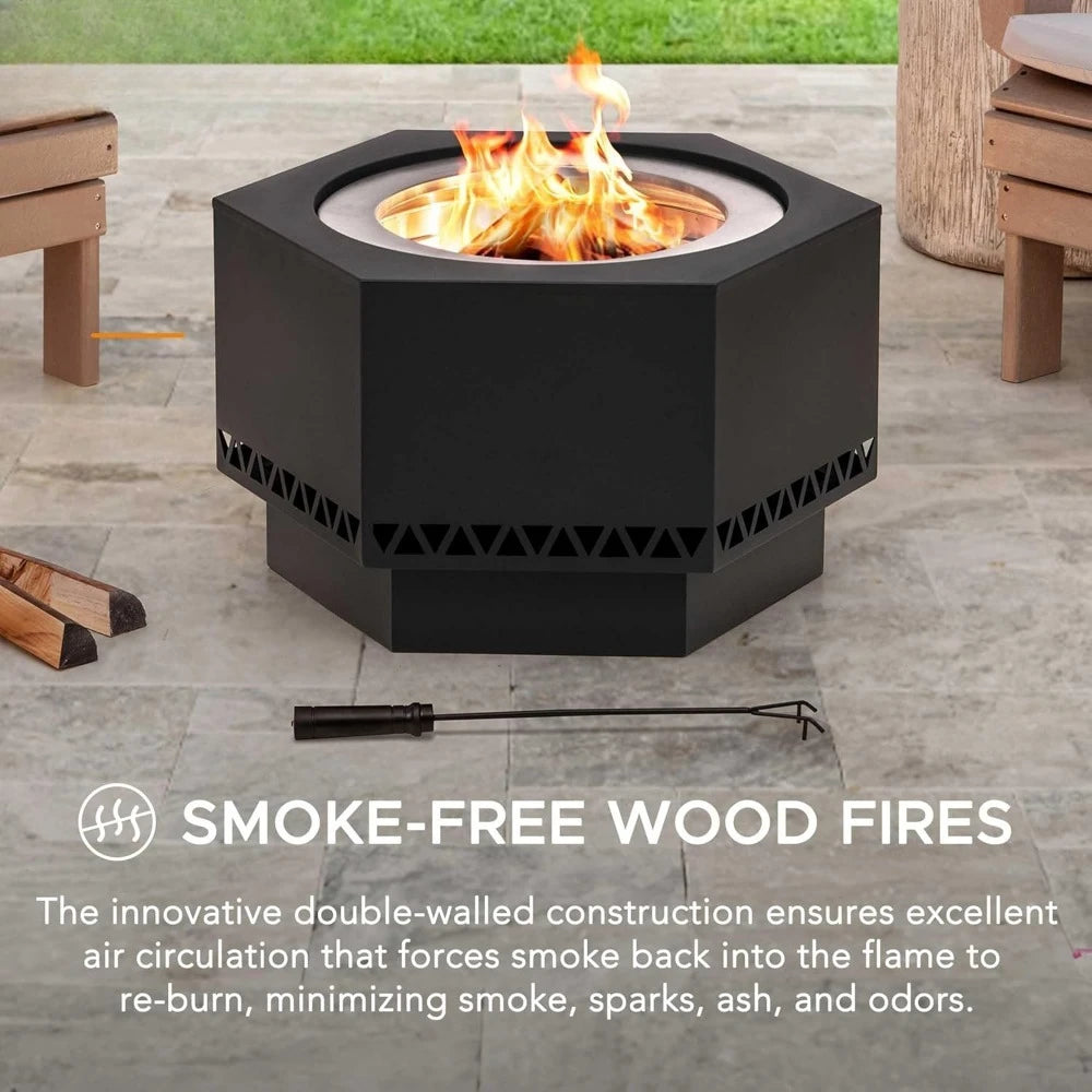 Smoke Free Hexagonal Outdoor Fire Pit