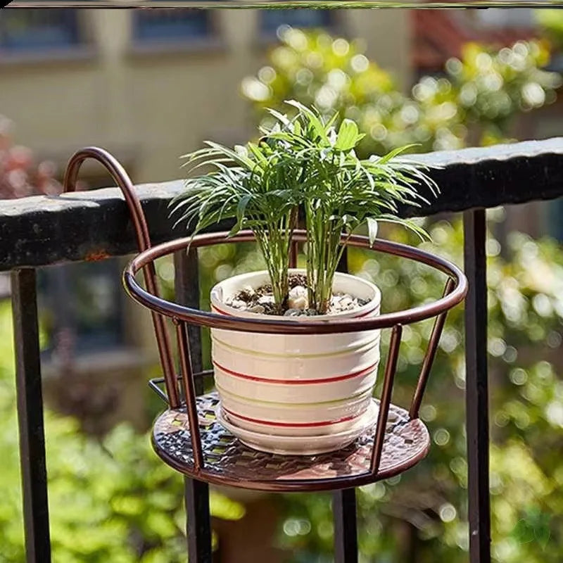 1PC  Balcony Hanging Round Racks Railing Fence Outdoor Window Bonsai Stand Decoration