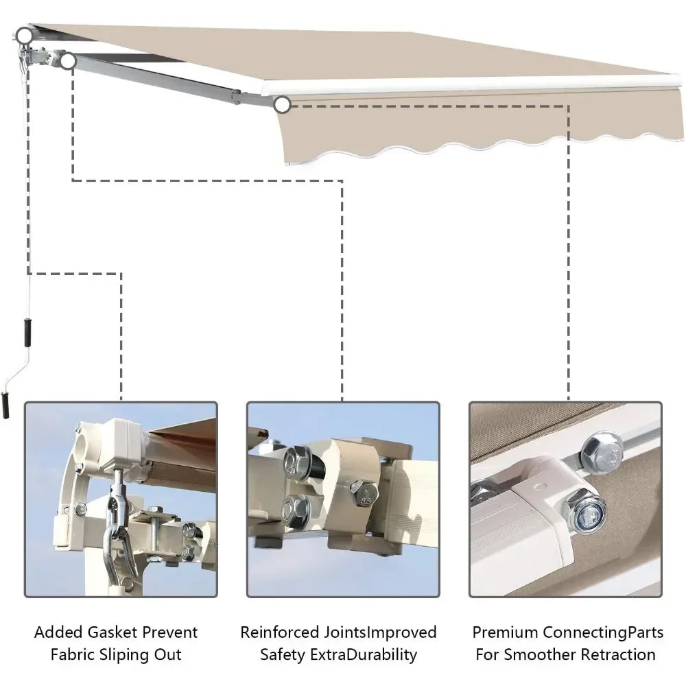 13.1'x8.2' Patio Awning,  Waterproof Polyester