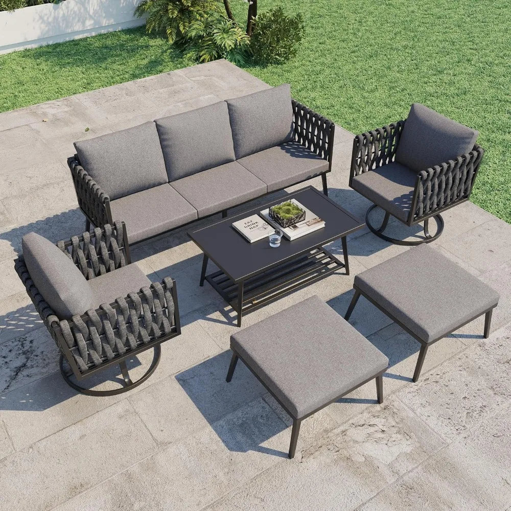 6 Pieces Metal Patio Furniture Set