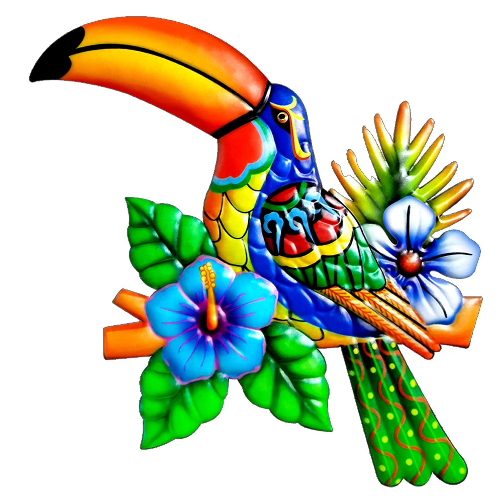 Iron Toucan Birds Wall Art Garden Iron Pendant Toucan Ornament for Fence