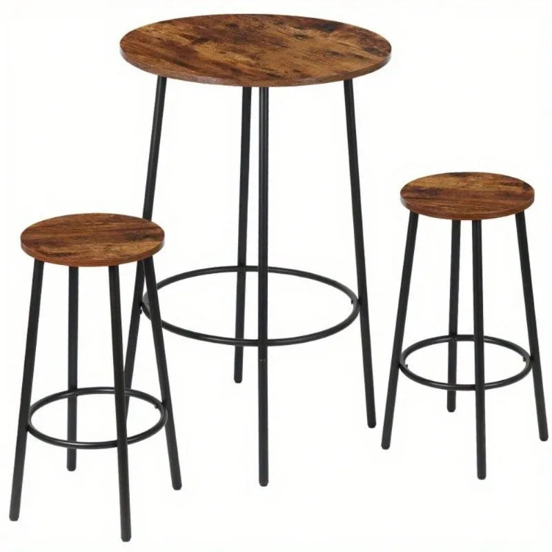 Dining Table Set Round Bistro Counter Height Bar Table and Stools