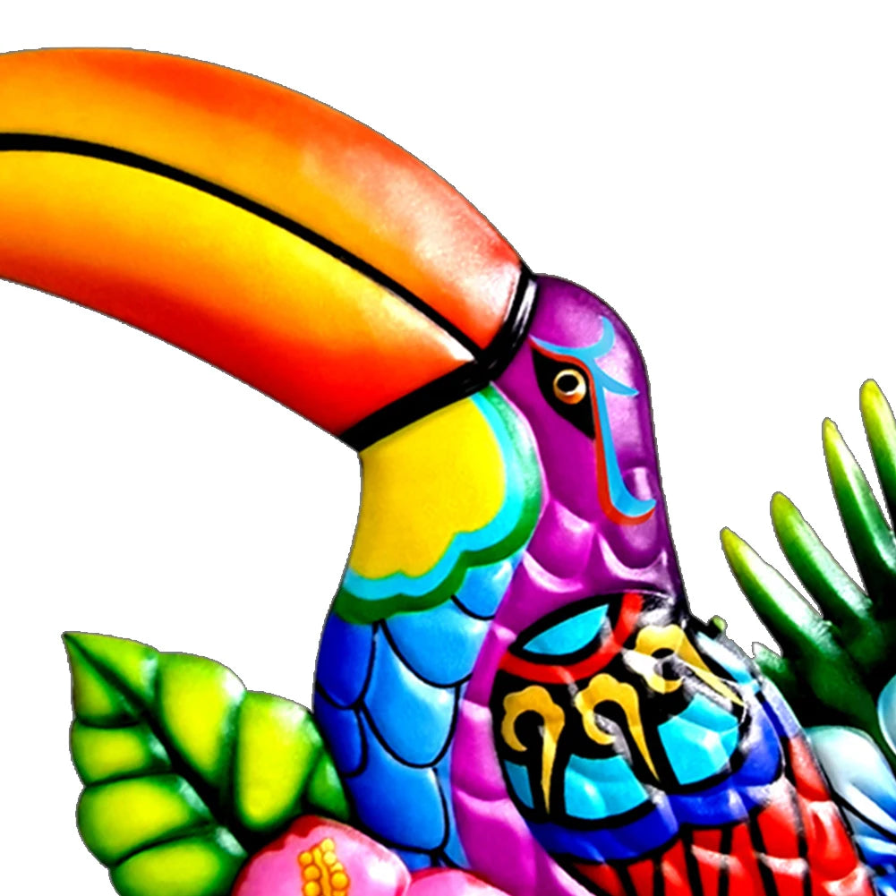 Iron Toucan Birds Wall Art Garden Iron Pendant Toucan Ornament for Fence