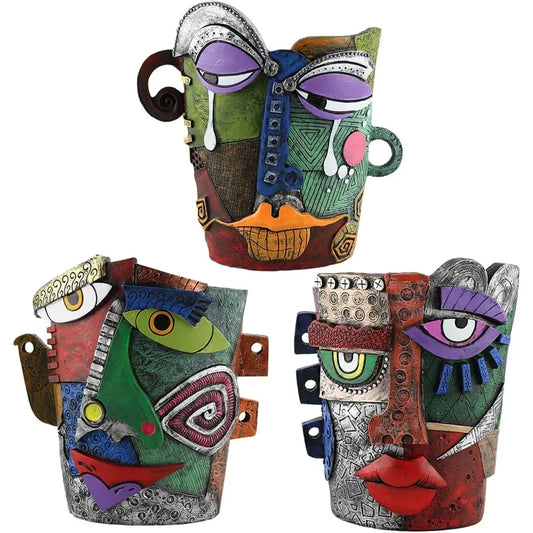 Picasso Brutalist Abstract Beauty Face Flower Pot  Art Face Vase Head Planter Unique Indoor and Outdoor Potted Plant