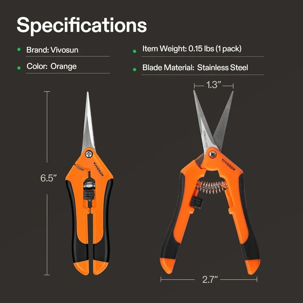 Gardening Scissor Pruning Shear with Straight Stainless Steel Blades
