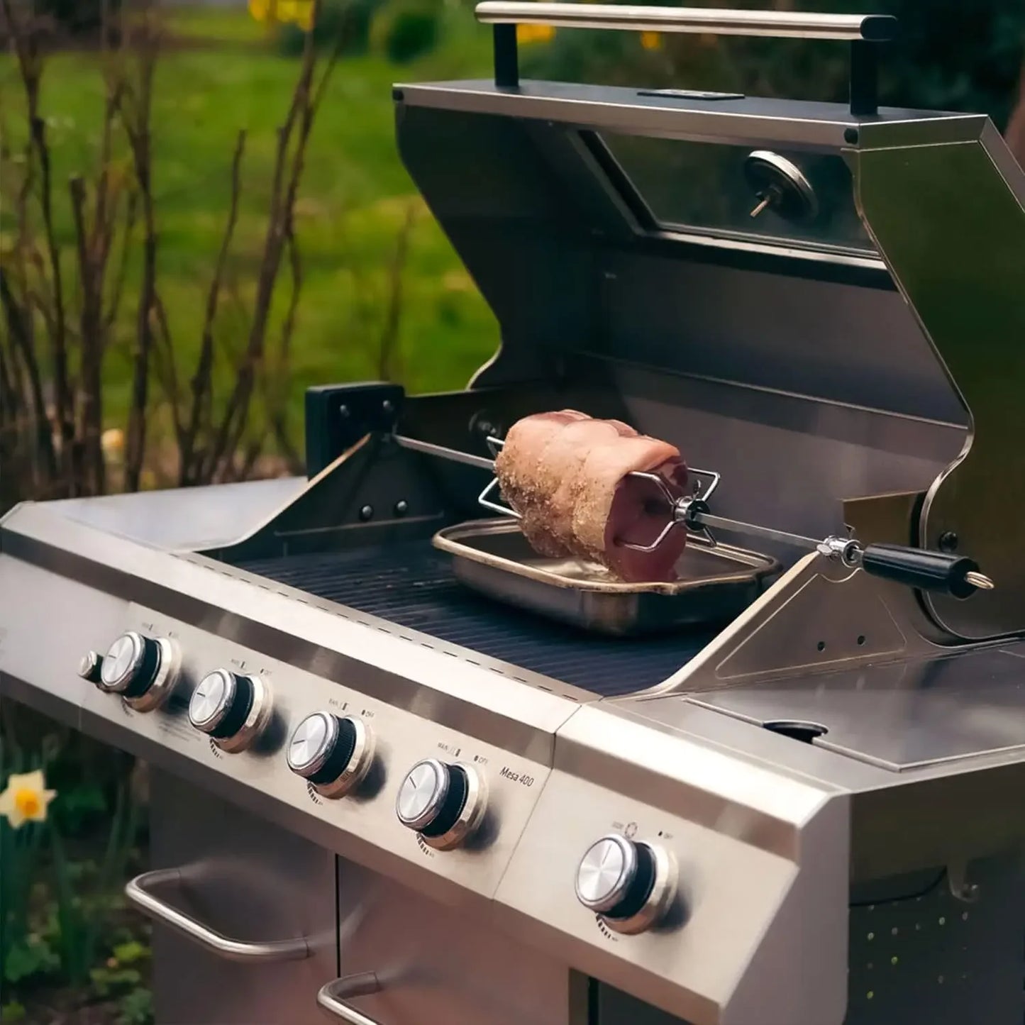 Larger 4-Burner Propane Gas Grill with Knob Controls & Side Burner