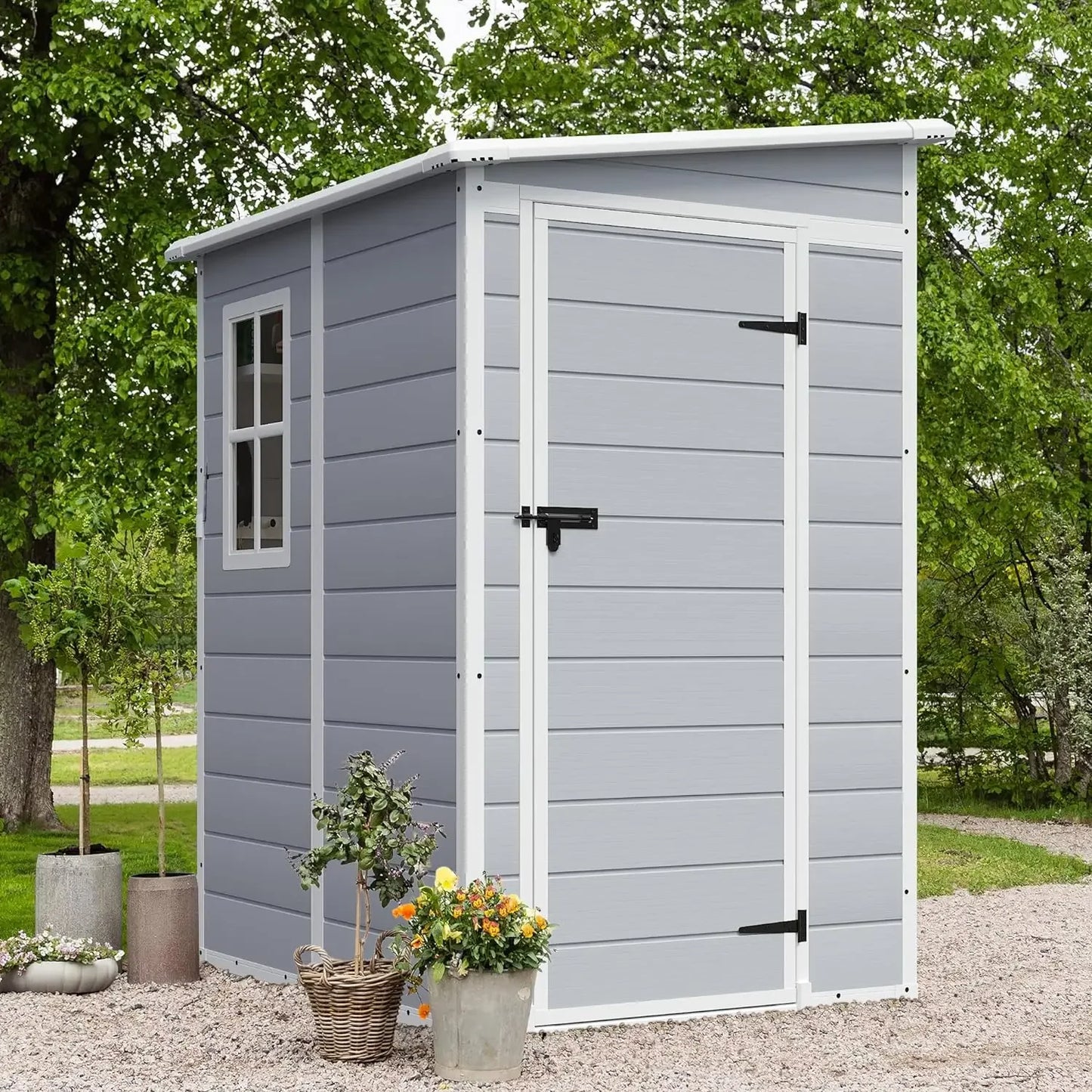 6 x 4 FT Resin Shed with Floor and Lockable Door