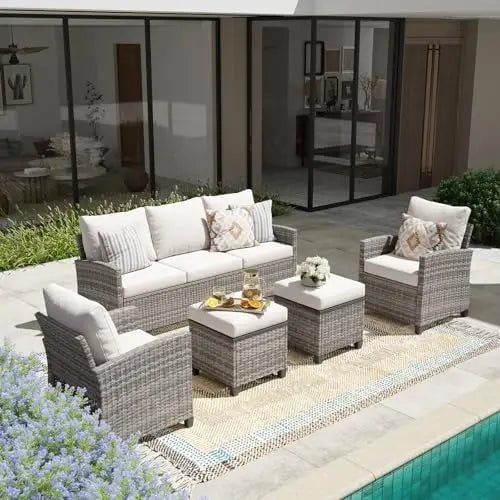 Patio Furniture Set,Outdoor Sectional Sofa Set PE  Wicker Patio Conversation Set