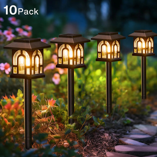 6/10 Pack Solar Pathway Lights Outdoor, Path Yard Lights, Auto On/Off , for Outside Yard Lawn Patio Walkway