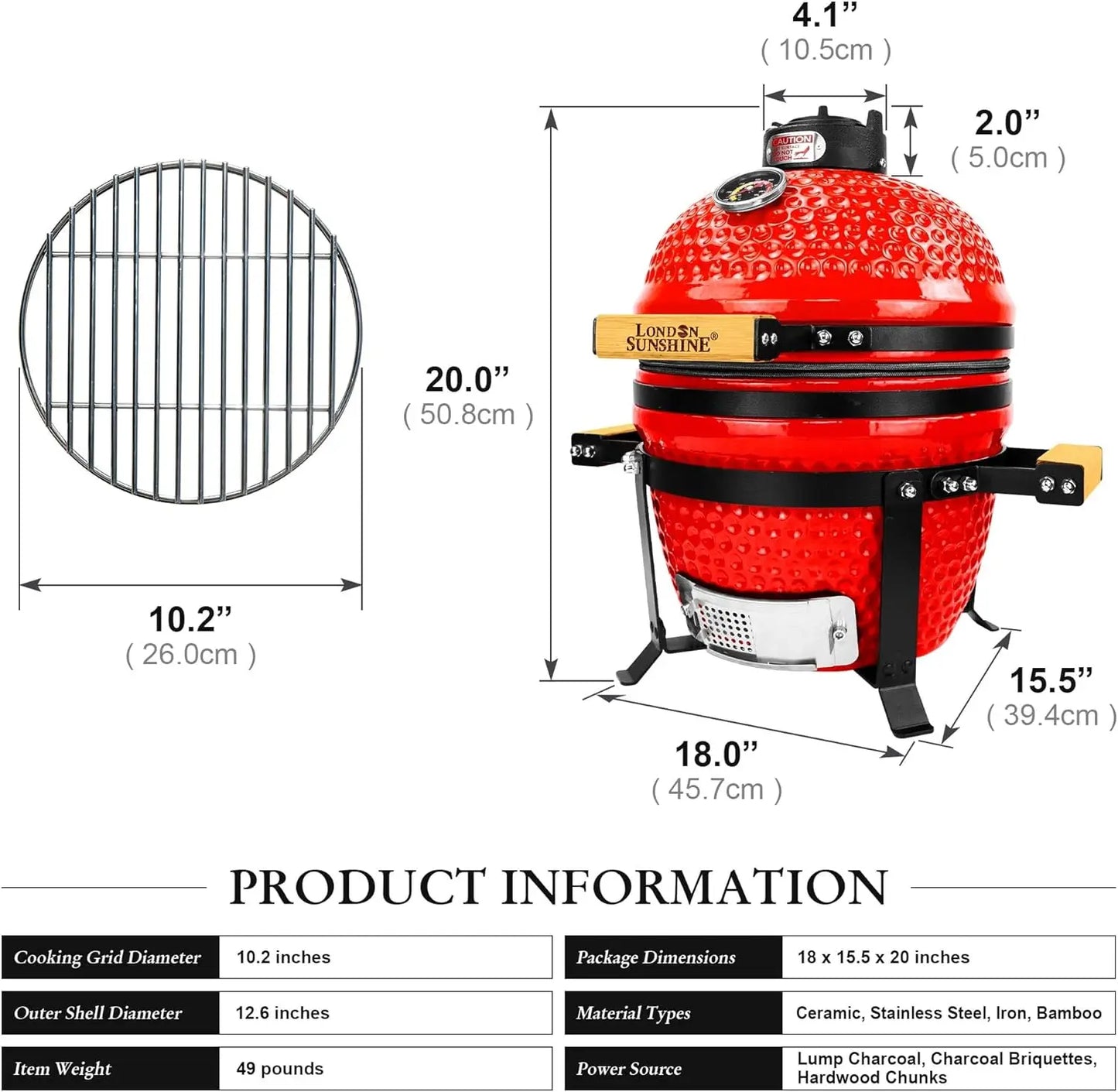 Kamado Grill 13-inch