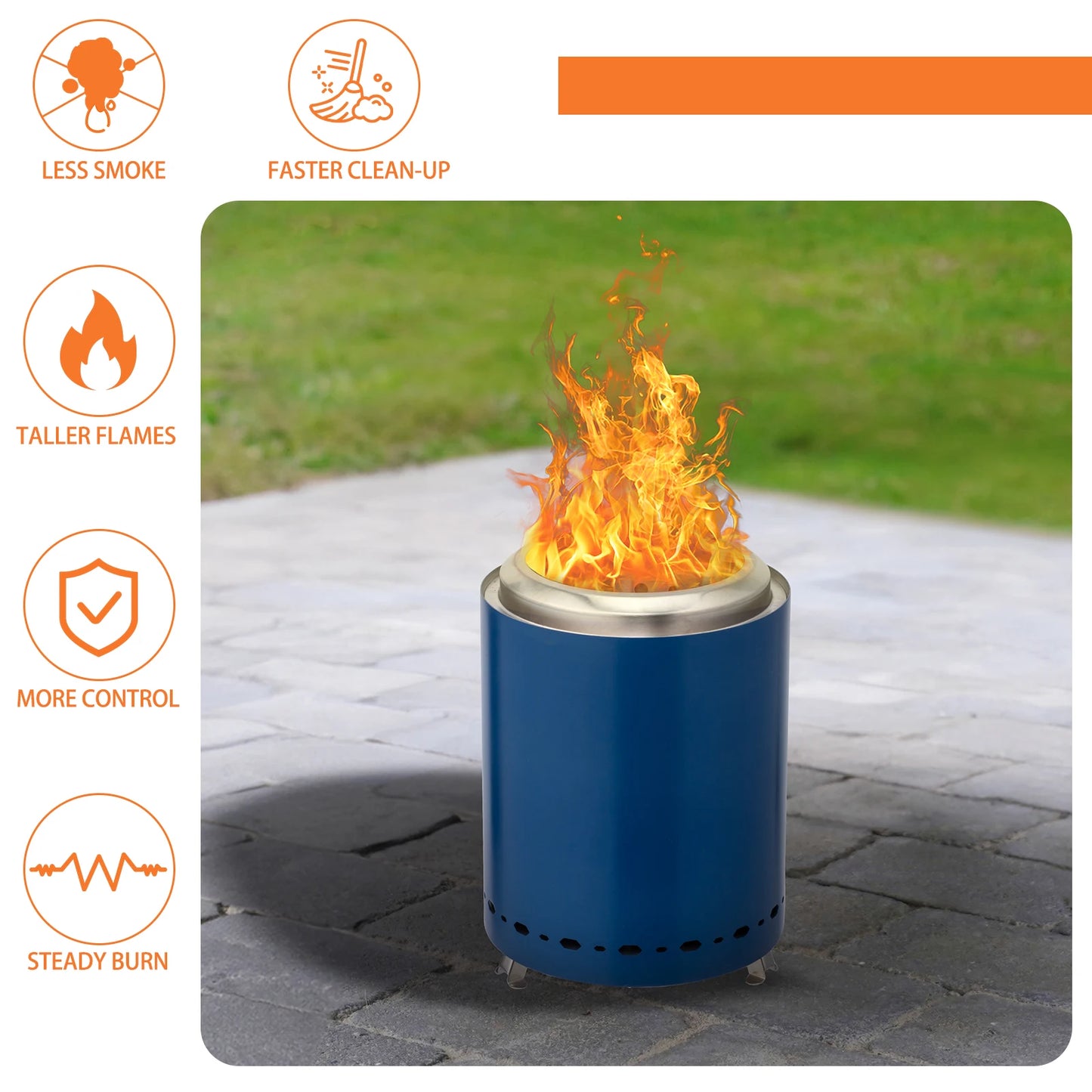 Blue small & portable smokeless fire pit