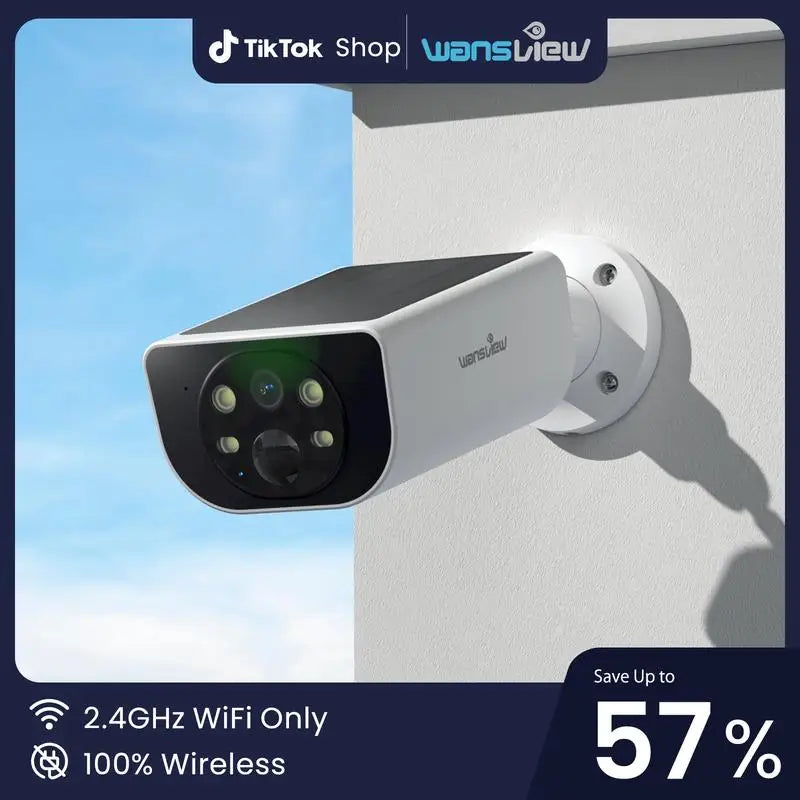 Wansview 2.4Ghz WiFi Home Security Cameras Continuous Solar Power - Security Cameras Wireless for Outdoor, SD/Cloud Storage