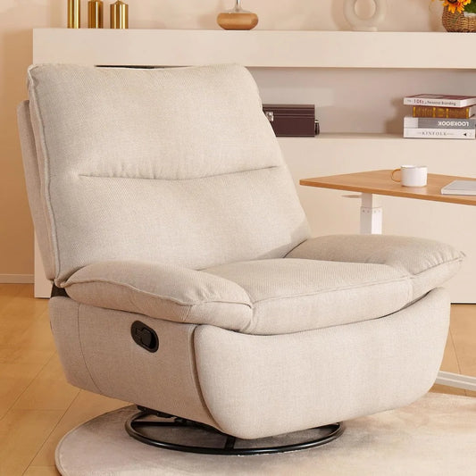 Lotus Swivel Rocker Recliner Chair for Adults, Oversized 360° Swivel Recliner Chair, Certified Linen, Award-Winning
