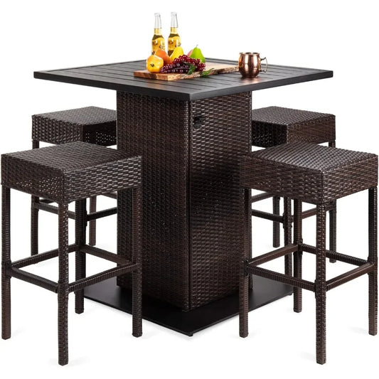 5 Pcs Outdoor Wicker Bar Set