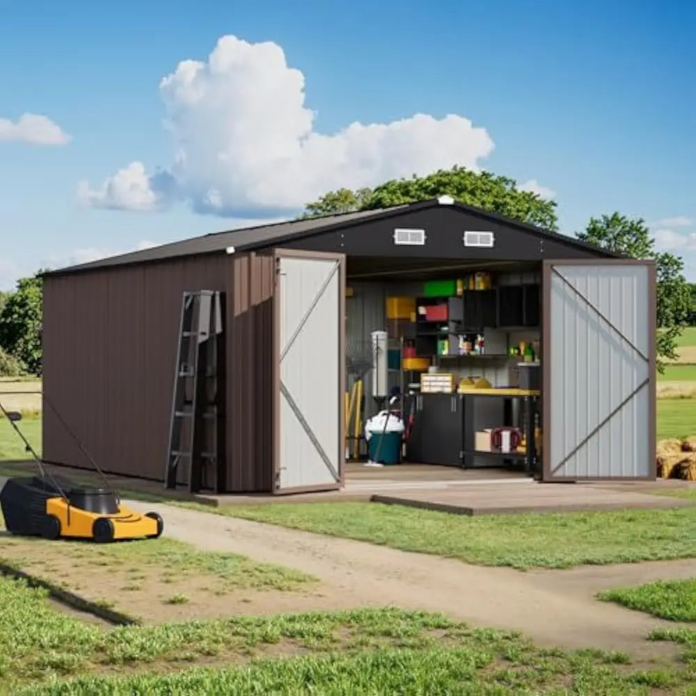 5×3FT Outdoor Storage Shed, Metal Patio Storaged Shed with Lockable Doors, Sheds & Outdoor Storages for Bike, Pool and Garden