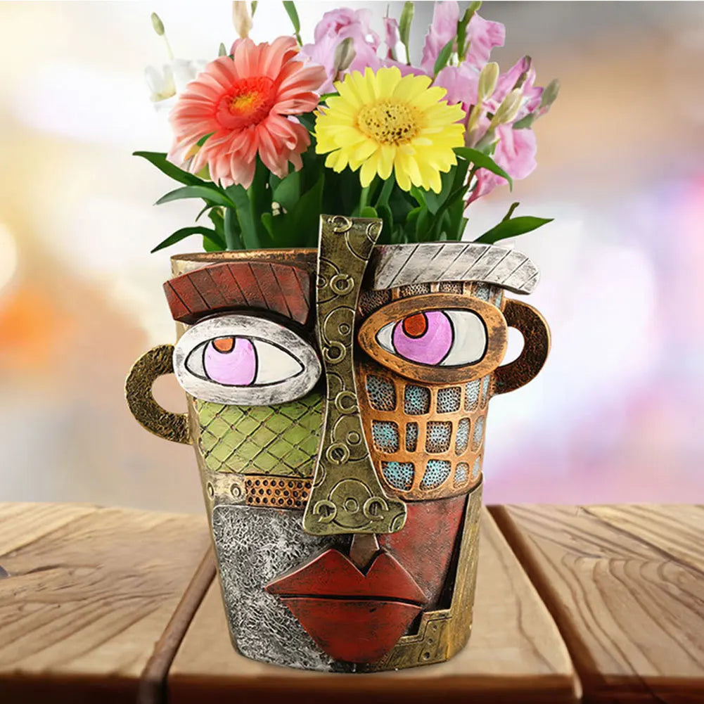 Resin Abstract Beauty Face Flower Pot  l Face Abstract Planter for Outdoor Garden Deco