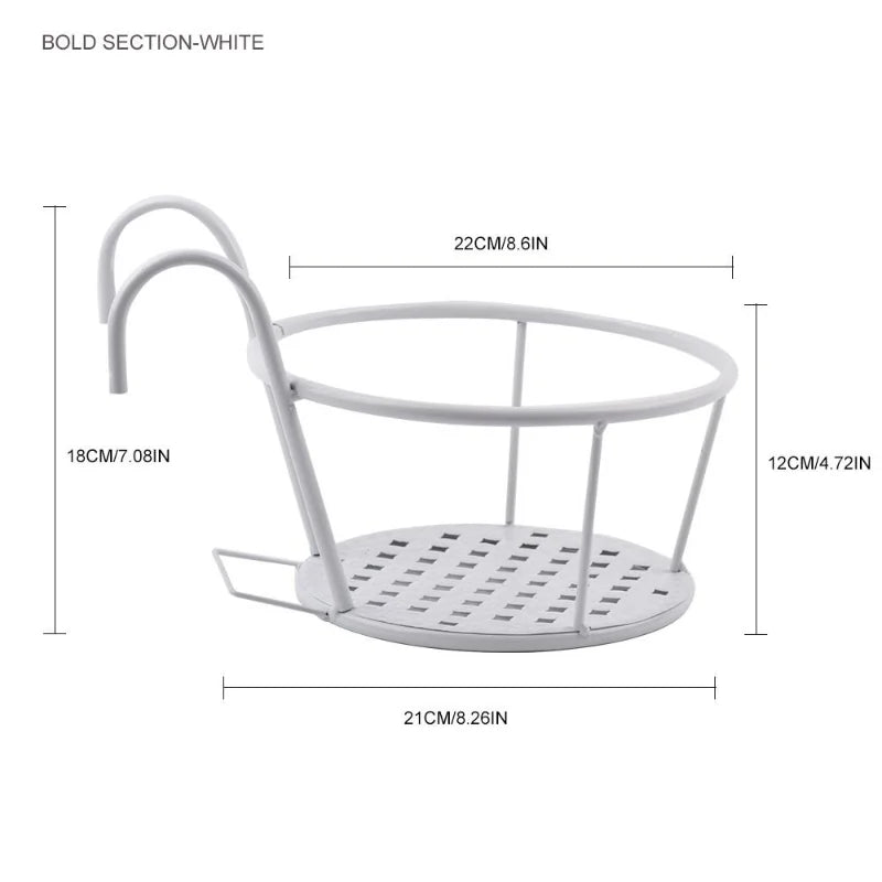 1PC  Balcony Hanging Round Racks Railing Fence Outdoor Window Bonsai Stand Decoration