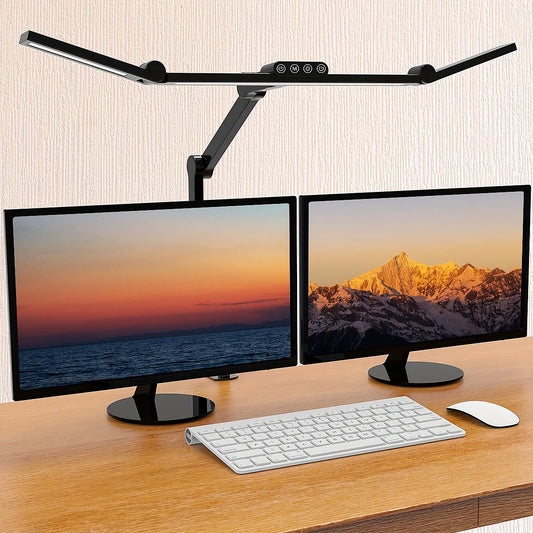 Led Desk Lamp with Clamp for Home Office with Atmosphere Lighting, 24W Ultra Bright Auto Dimming Desk Light