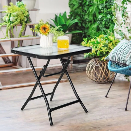 18 Inch Square Patio Bistro Table with Rustproof Frame Patio Coffee Tables
