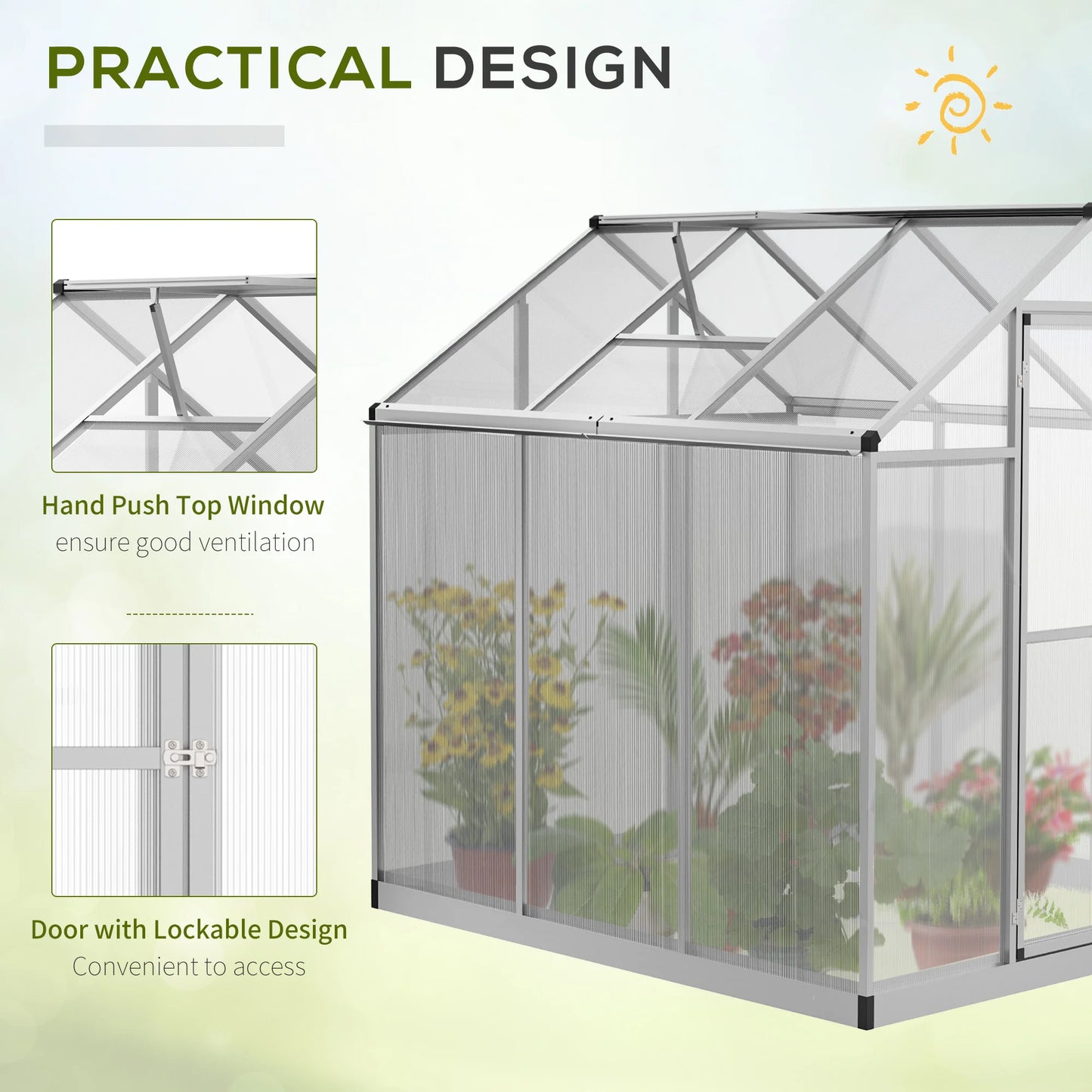6' L X 6' W Stable Outdoor Walk-In Cold Frame Garden Greenhouse