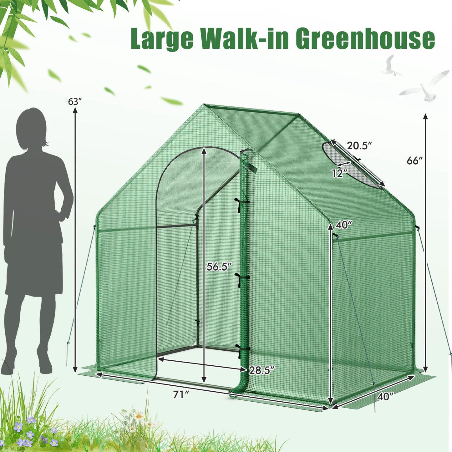 6 x 3 x 5.5FT  w/PE Cover PE-Coated Metal Frame