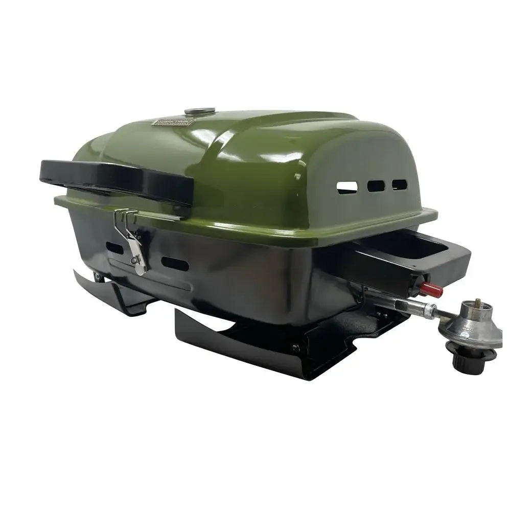 Portable Propane Grill Griddle Plate Cooking Grid Burner BBQ Camp Stove 1lb Cylinder Heat Control Hood Ignition Camping RV