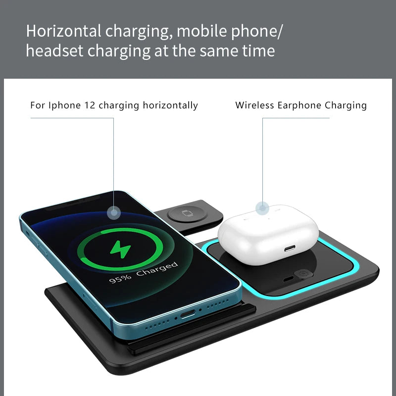 30W LED Fast  3 in 1 Foldable Charging Station For iPhone 15 14 13 12 11 Apple Watch 9 8 7 6 5 AirpodsX455
