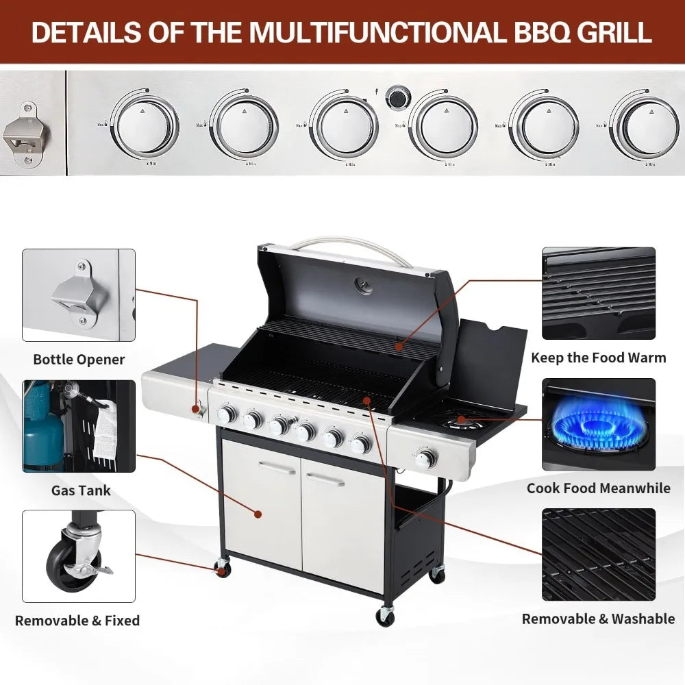 Grill 6 Burner BBQ Propane Gas Grill