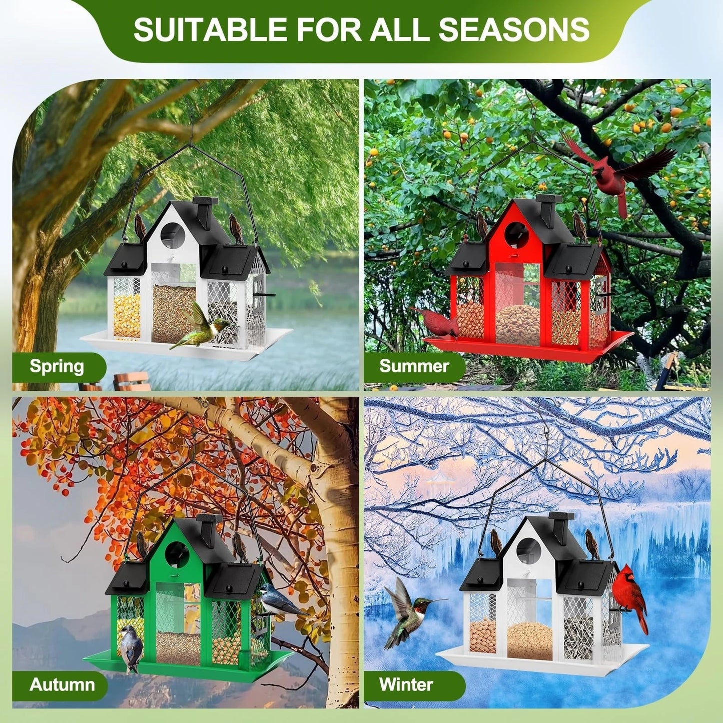 Suitable for Titles, Red Birds, Titles, Hummingbirds, Squirrel Protection and Weather-Resistant Metal Outdoor Garden Courtyard Decoration Bird Feeding Station, Gift for Use.