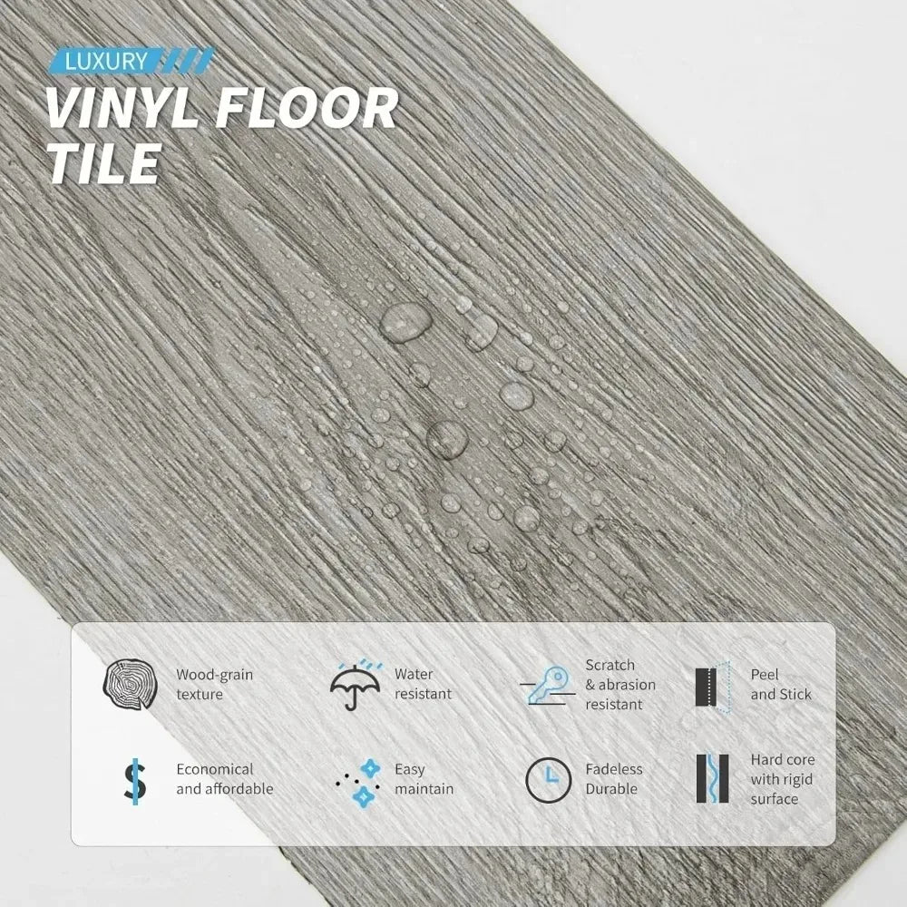 54 Sq.Ft  Vinyl Wood Plank, Rigid Surface Hard Core Easy DIY Self-Adhesive Flooring