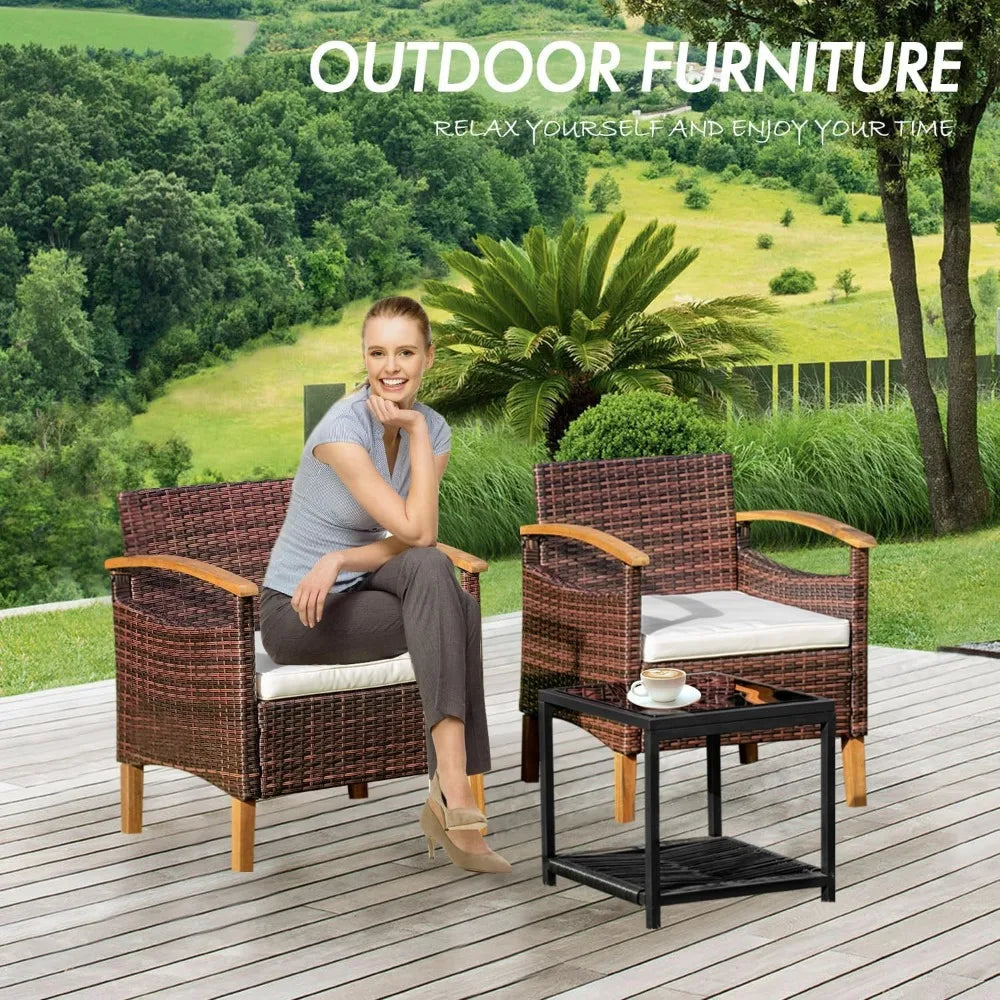 Wicker Courtyard Furniture Set with Table