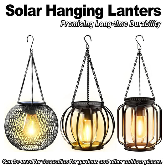 Solar Lantern Led Light Daylight Sensor Garden Lamps Lights Outdoor Waterproof 3000k Landscape With Durable Chain Decor