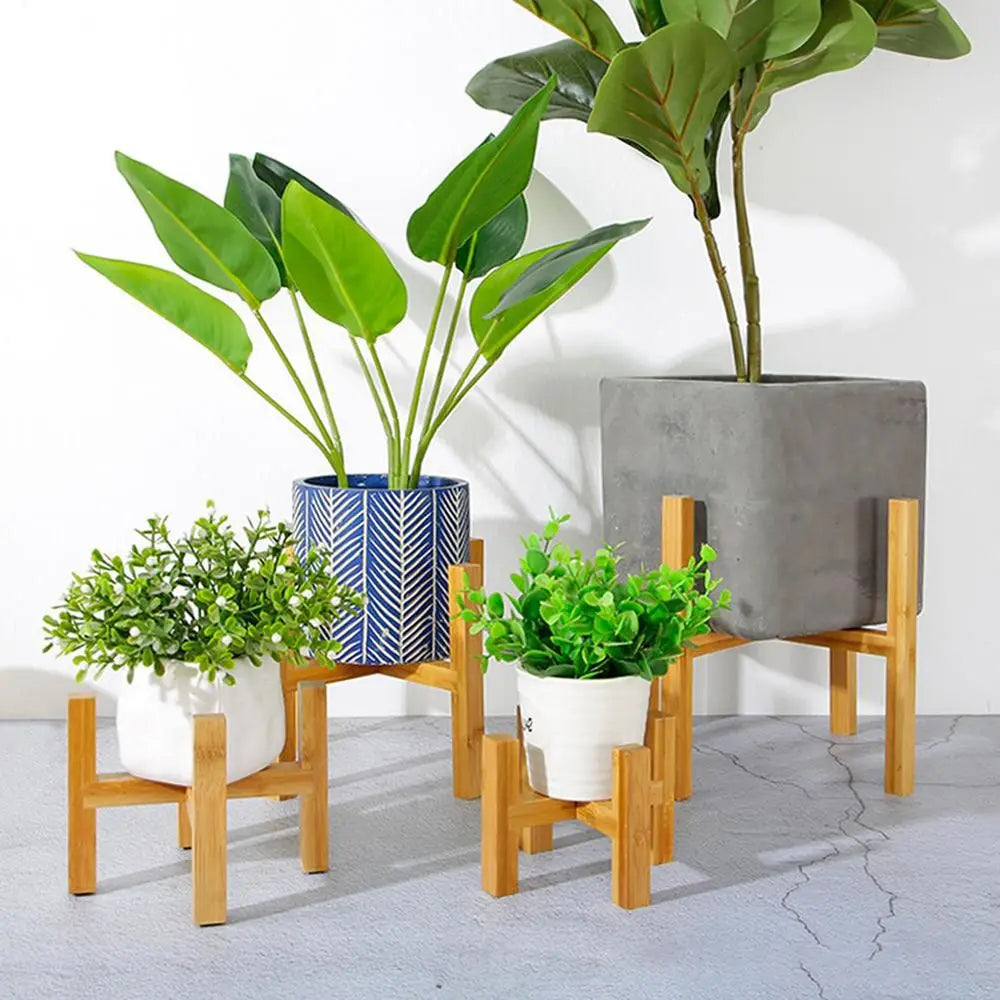 Floor-Standing Wood Flowerpot Holder