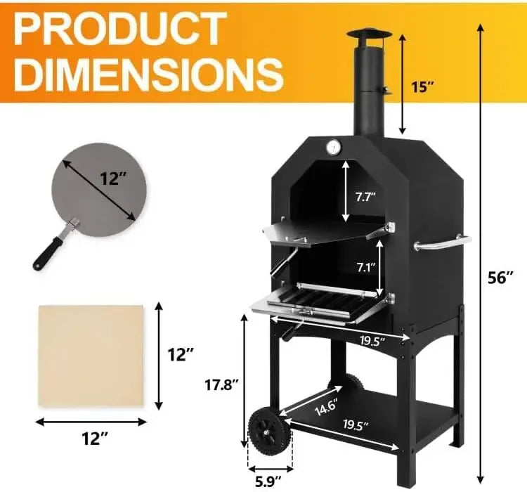 Outdoor Pizza Oven with Wheels